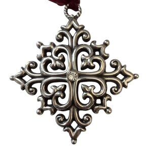 Brighton Christmas Ornament Silver Plated Snowflake Swarovski Crystal pendant